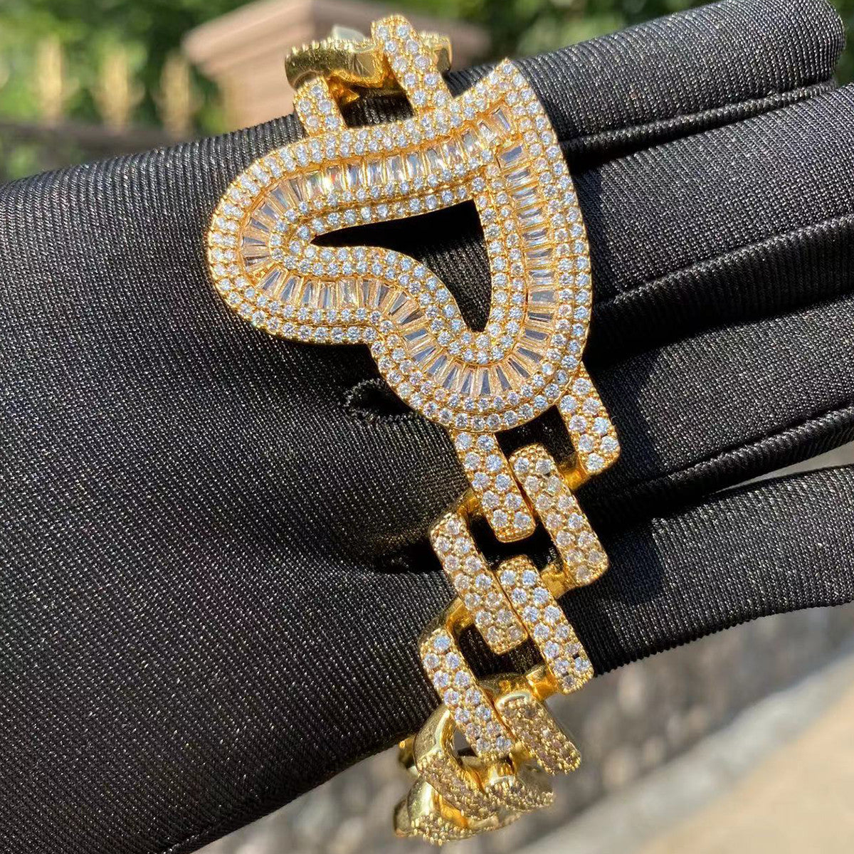 Love's Embrace | Gold Silver Rose Open Heart Of Love Iced Baguette Bracelet