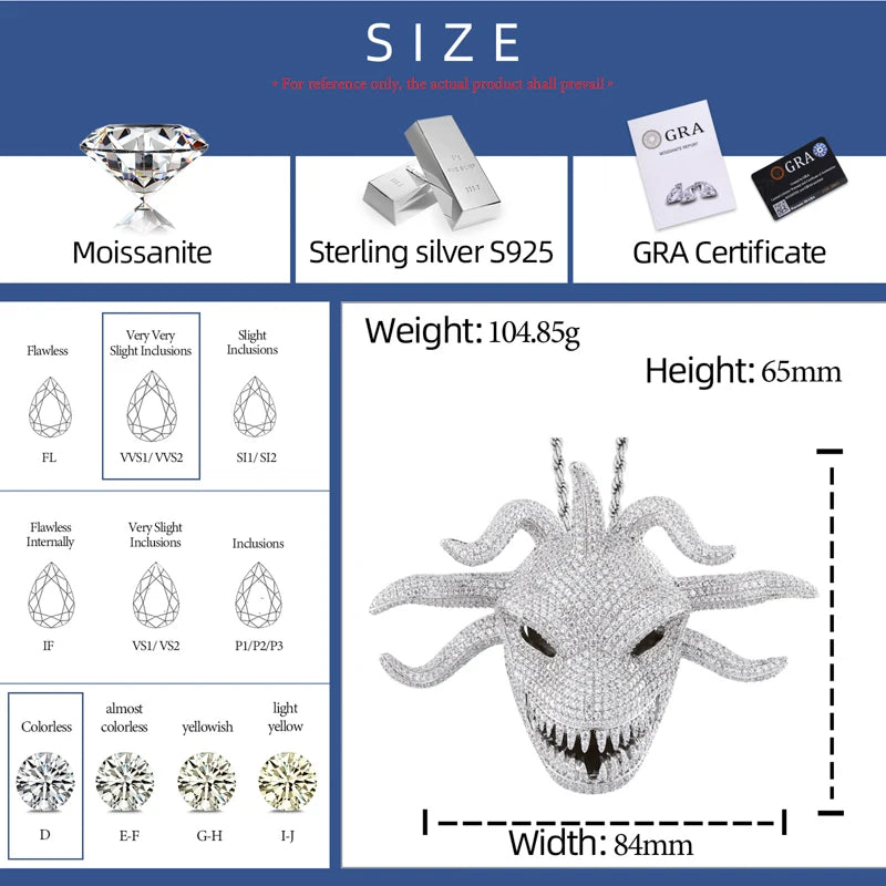 C-MONSTA | Moissanite Diamond Iced Blinged Out 925 Sterling Silver Hip Hop VVS Pendant