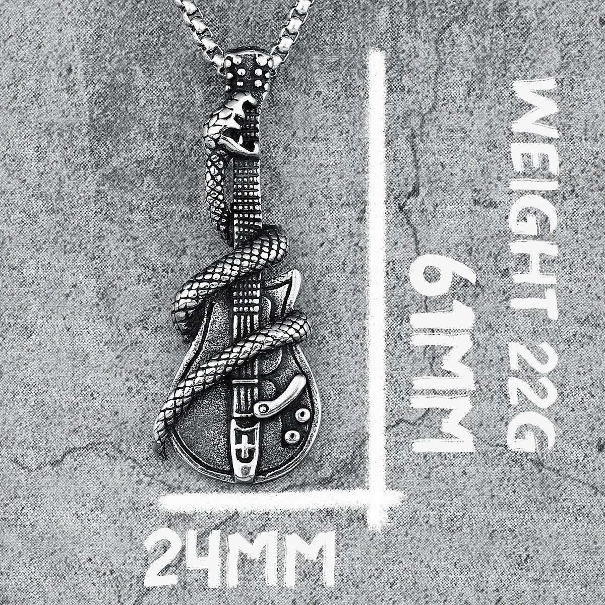 Heavy Metal | Solid No Fade Stainless Steel Snake Guitar Rock Legend Pendant