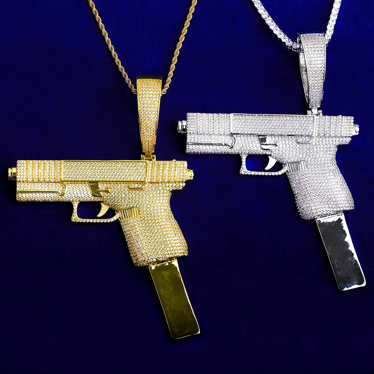 Glock VVS | High Capacity Mag VVS Diamond CZ Hip Hop Hand Pistol Blinged Out Pendant