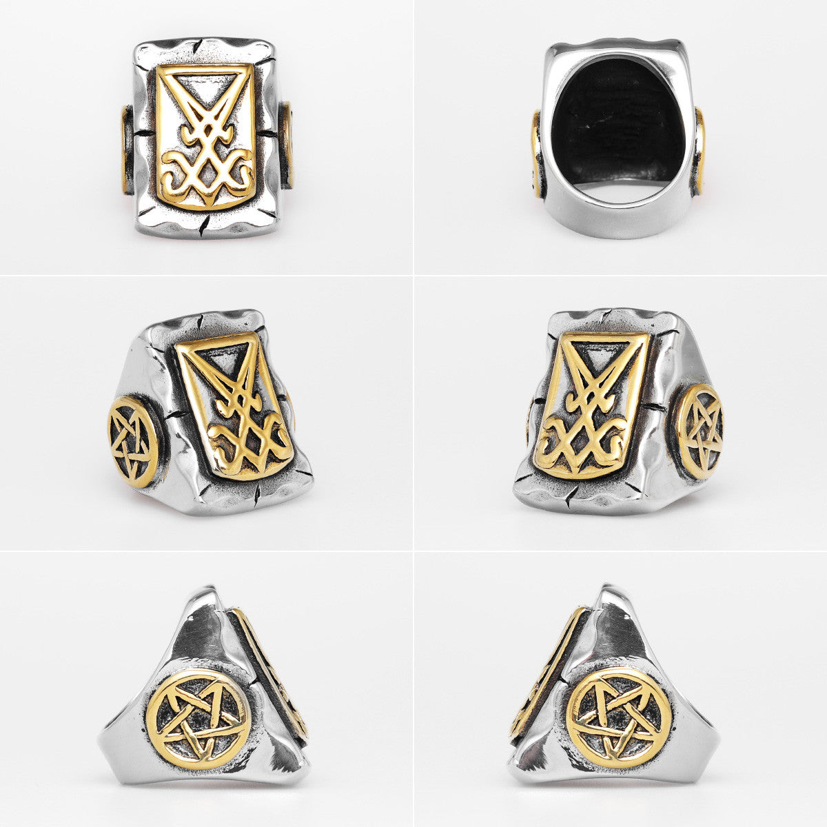 The Devil's Collection | 316L Solid Stainless Steel Lucifer Satan Pentagram Rings