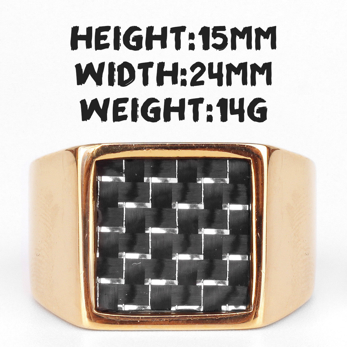 Carbon Fiber | 14k Gold over No Fade Solid Stainless Steel Mens Designer Rings