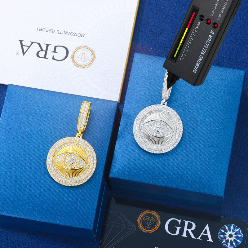 Diamond Devil's Eye | Solid Silver Moissanite All Seeing Eye Hip Hop Pendant