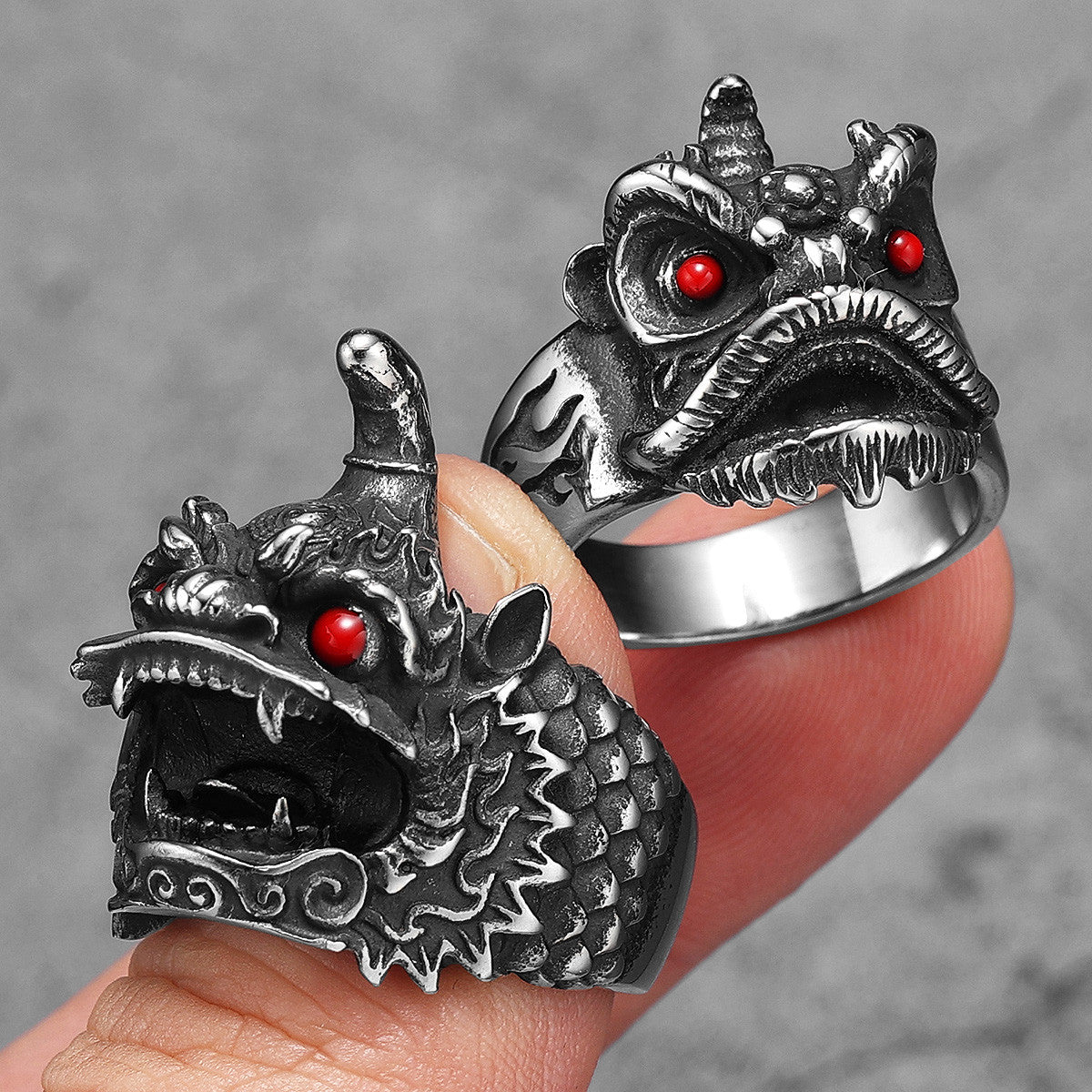 Chinese Lion Dance | 316L Solid No Fade Stainless Steel Unique Cultural Men Rings