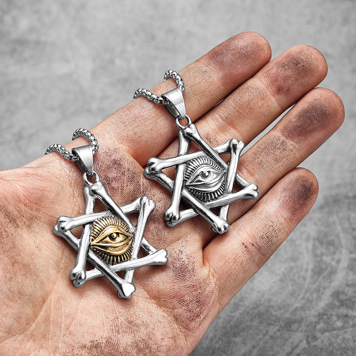 Eye Of Horus | No Fade Solid Stainless Steel Bone Star Eye Hip Hop Pendant