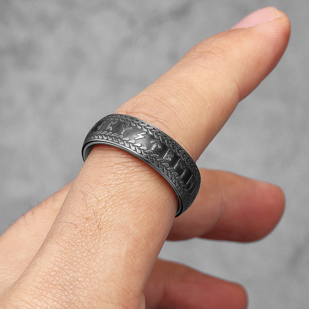 King Viking | 14k Gold Black Viking Runes No Fade Solid Stainless Steel Men's Rings