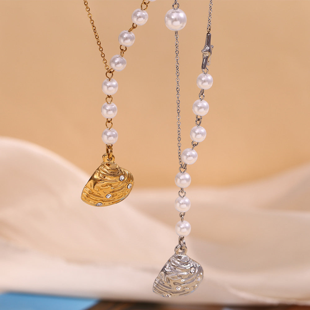 18k Gold Silver Stainless Steel Waterproof Seashells Starfish Pendants Necklace