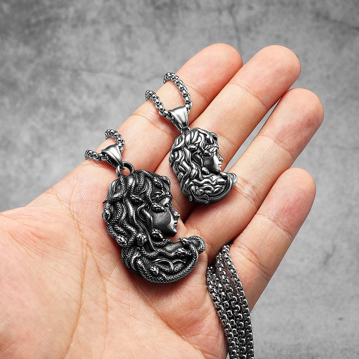 Medusa | Solid Stainless Steel Greek Mythology Snake Hair Gorgon Amulet Pendant