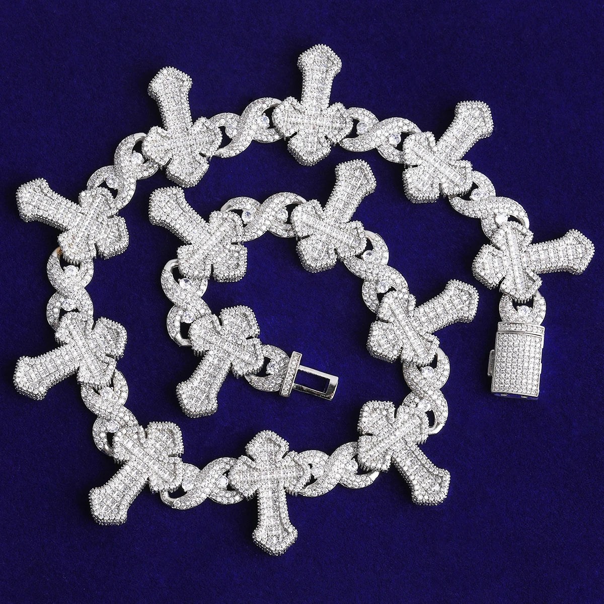 Infinity Passion Chain | VVS Diamond CZ 5AA+ Baguette Stone Cross Chain Necklace