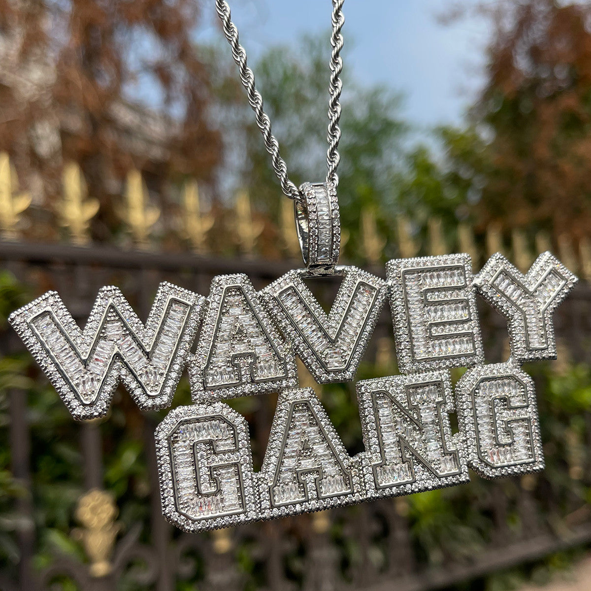 The Ice Breaker | Iced VVS Diamond CZ Baguette Blinged Out Nameplate Pendant