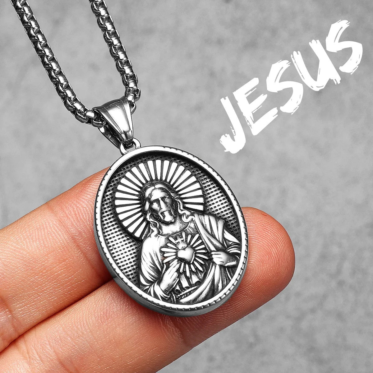 Jesus Heart Collection | 316L No Fade Stainless Steel Men's Spiritual Pendant Chain