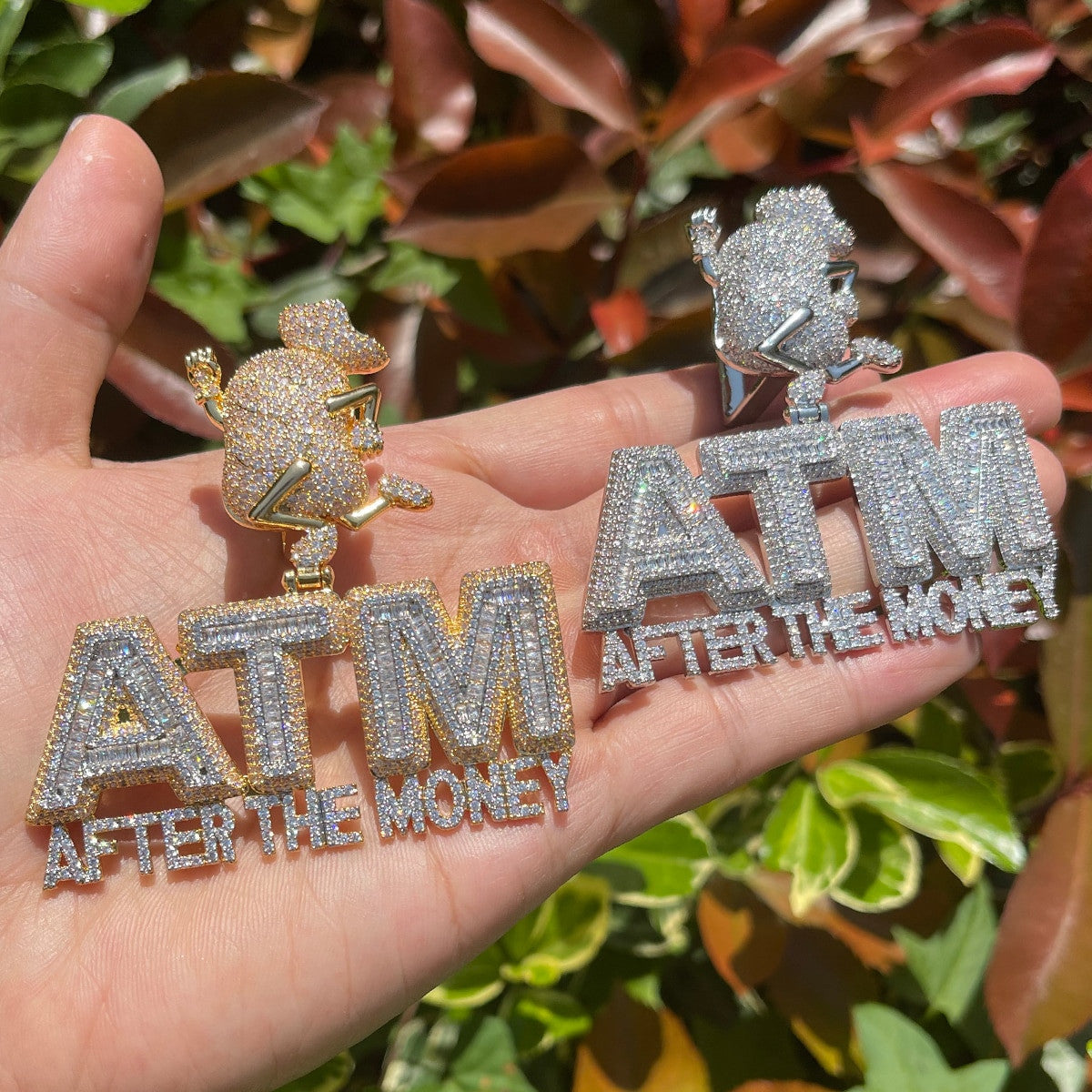 ATM | After The Money 24k Silver Rose Flooded Ice Hip Hop Chain Pendant