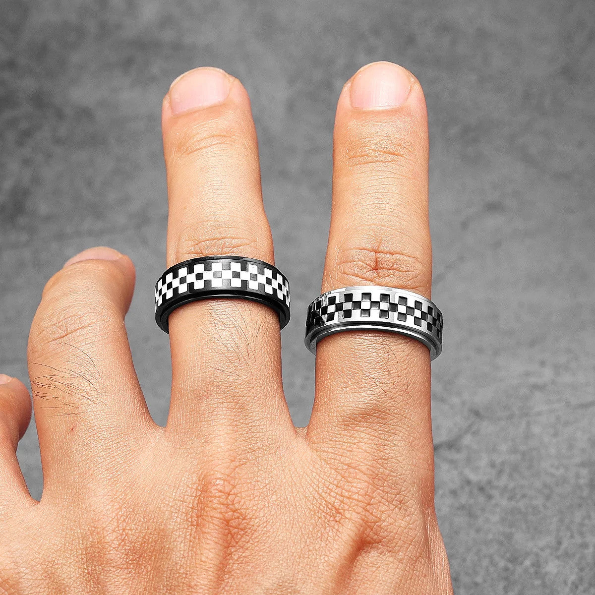 Checkered Flag | 316L No Fade Stainless Steel Fidget Spinner Street Wear Ring