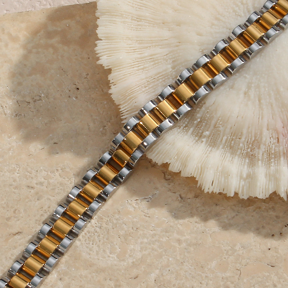 Ladies Wrist Watchband Stainless Steel 18k Gold Hip Hop Casual Bracelets