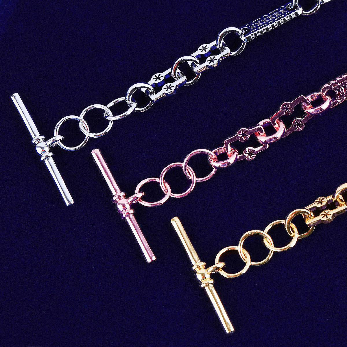 T- Bar | Designer Star Link 24k 925 Silver Rose Gold Street Wear Chain Necklace