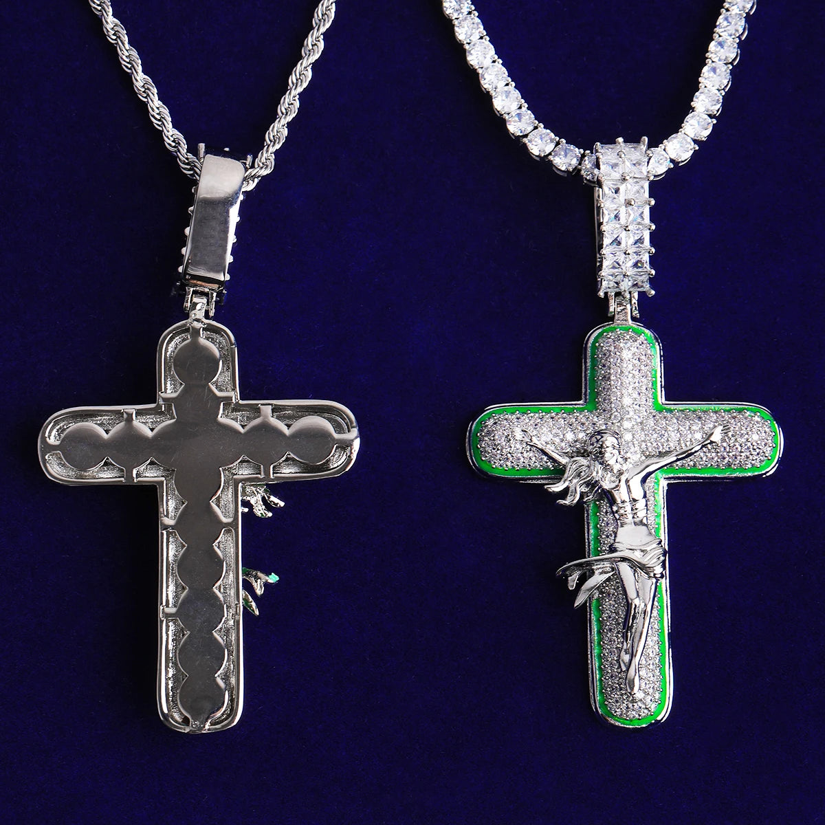 The Messiah | VVS Diamond CZ Jesus Piece Iced Blinged Out Cross Pendant
