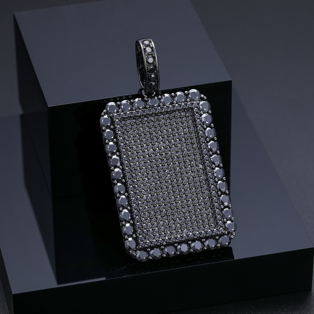 All Black Everything | Moissanite Diamond 925 Silver Iced Blinged Out Dog Tag Hip Hop Pendant