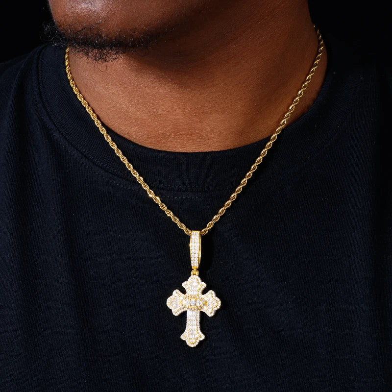 All Seeing Cross | 925 Sterling Silver D VVS1 Moissanite All Seeing Eye Hip Hop Cross Pendant