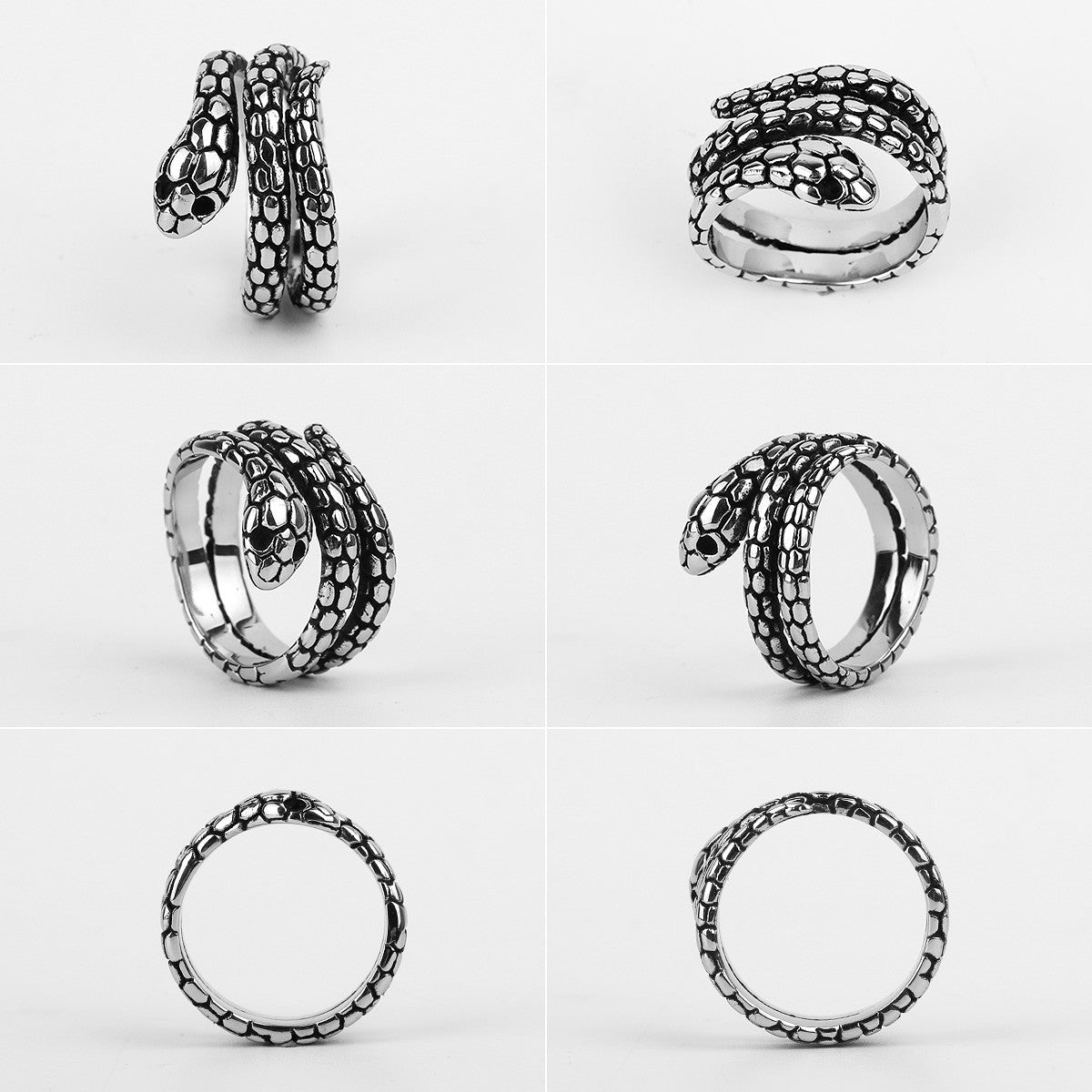 Reptile | 316L Stainless Steel Coiled Snake Detailed Street Wear Stylish Rings