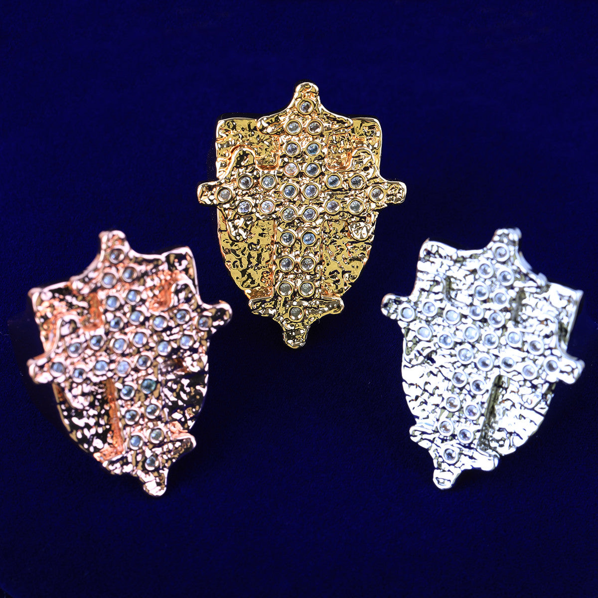 Divine Protector | Cross Shield VVS Diamond CZ Stone Hip Hop Prong Set Rings