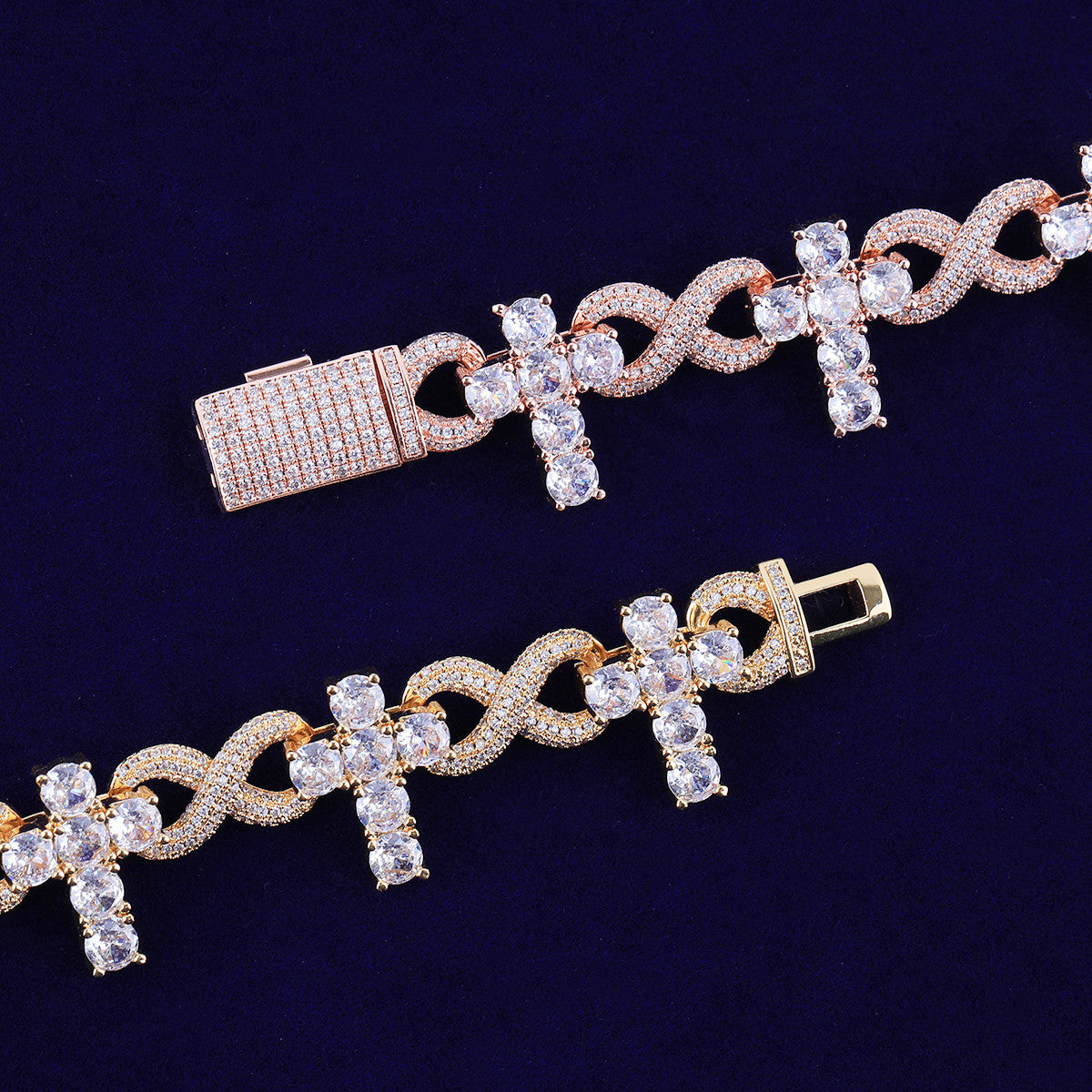 The Infinite Cross | Iced Blinged Out Infinity Link VVS Diamond CZ Chain Necklace