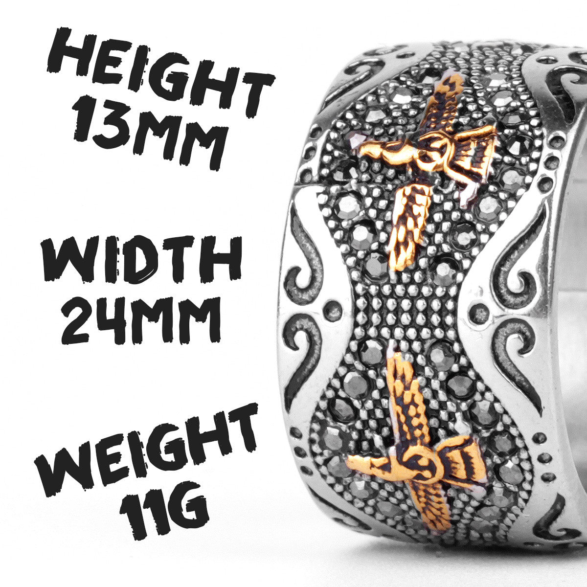 Eagle of Faith | 316L No Fade Stainless Steel Ancient Historical Persia Zarathustra Rings