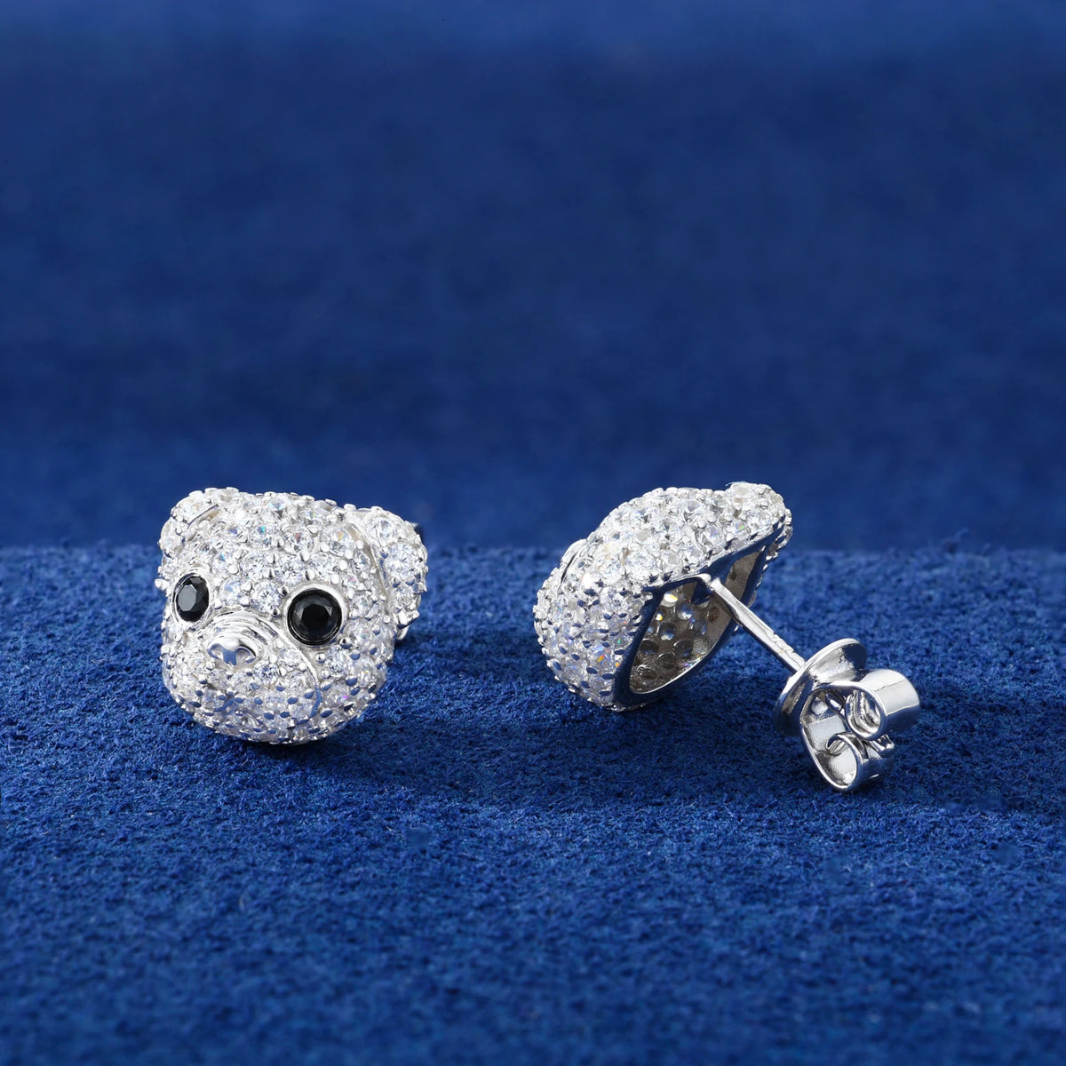 Pockets The Pup | Puppy Dog 925 Sterling Silver Moissanite Diamond Iced Blinged Out Earrings