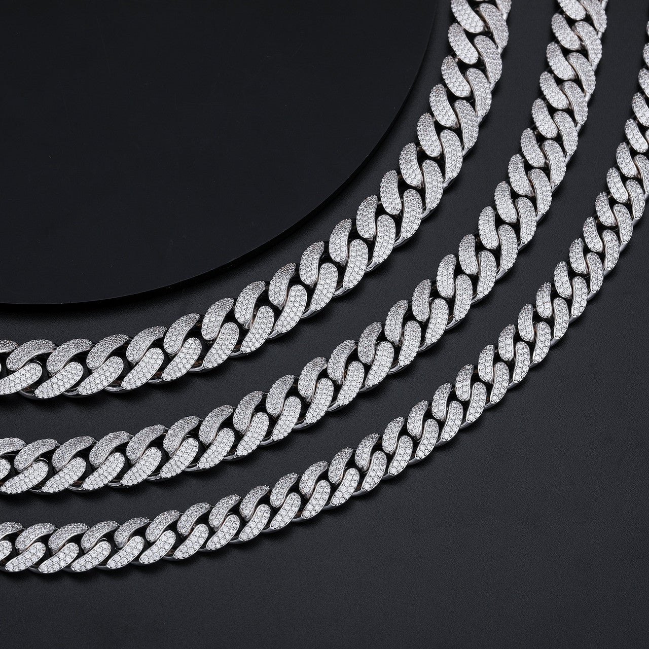 Mens Luxury Iced 8mm-20mm VVS Diamond 925 Solid Silver Hip Hop Miami Cuban Links