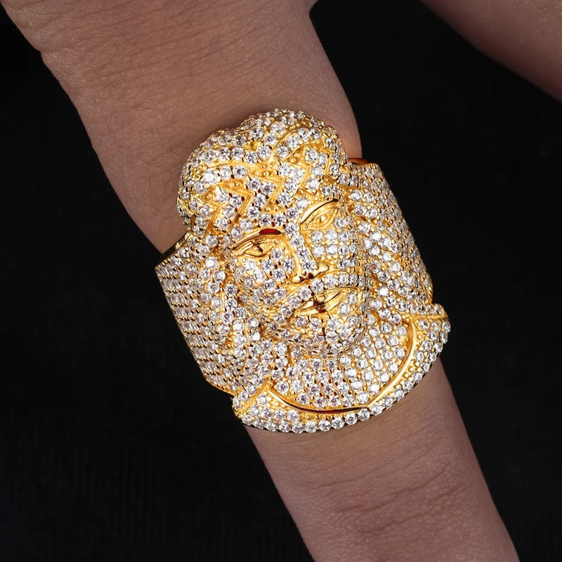 Man Of Faith | Luxury 925 Sterling Silver Jesus Head Moissanite Diamond Iced Ring