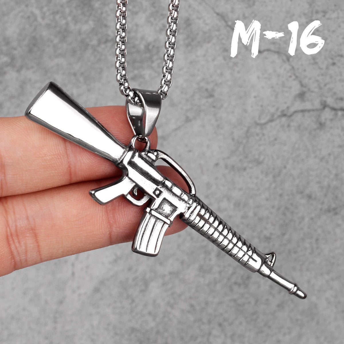 AK47 | No Fade 316L Stainless Steel Hip Hop 14k Gold Men's Gun Pendant Chain