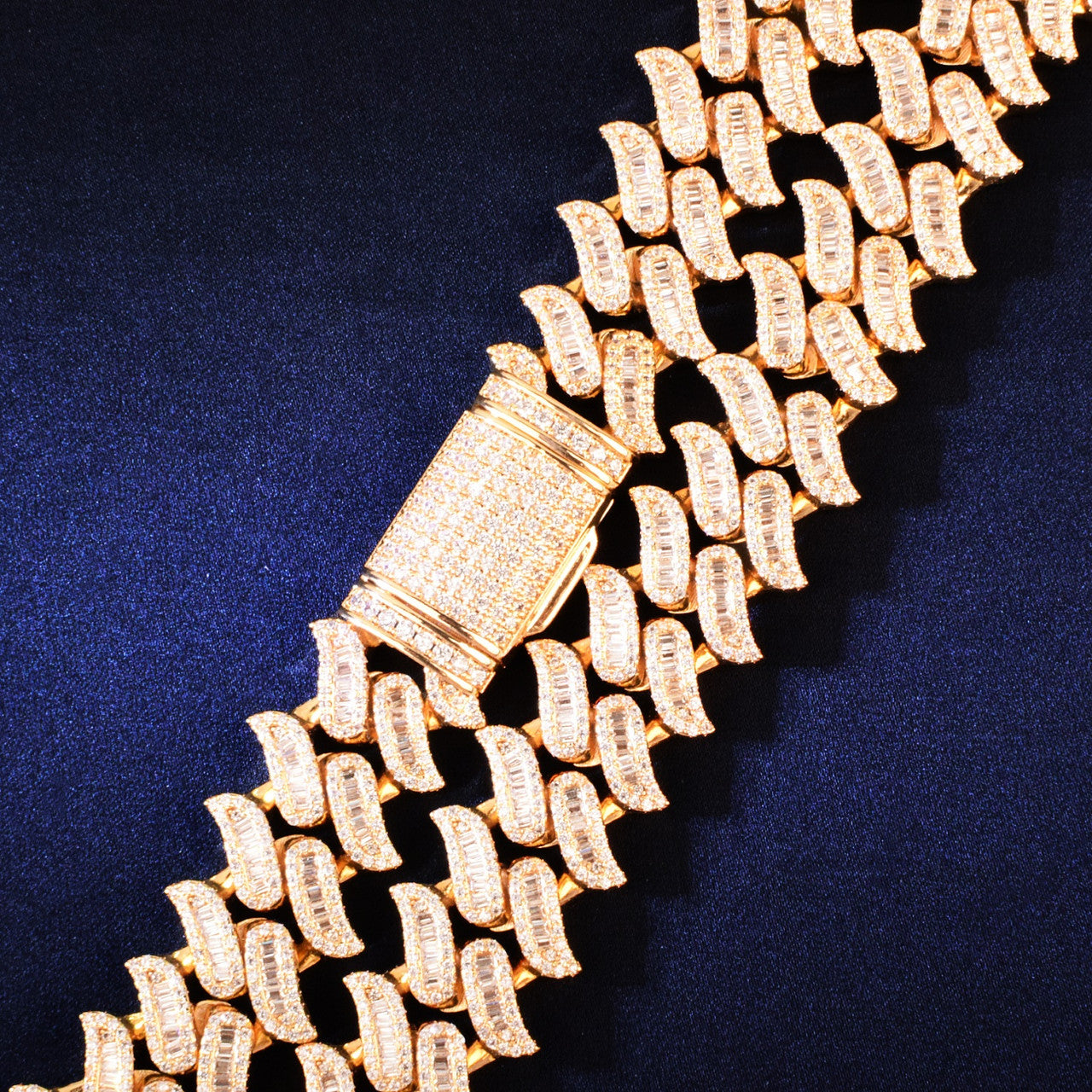 Fire Boy Baguette | VVS Diamond CZ Baguette Iced Blinged Out Fire Boy Cuban Link Chain Necklace