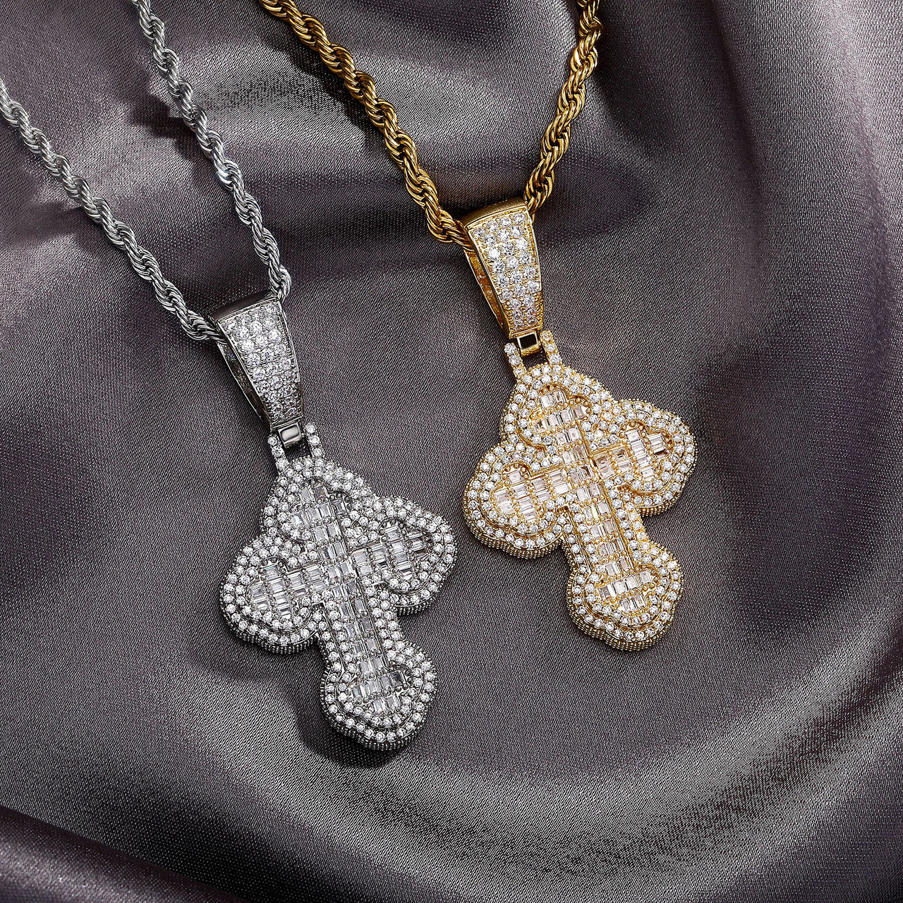Shattered Ice | Mens Iced Baguette 5A Simulate Diamond Cross Hip Hop Pendant