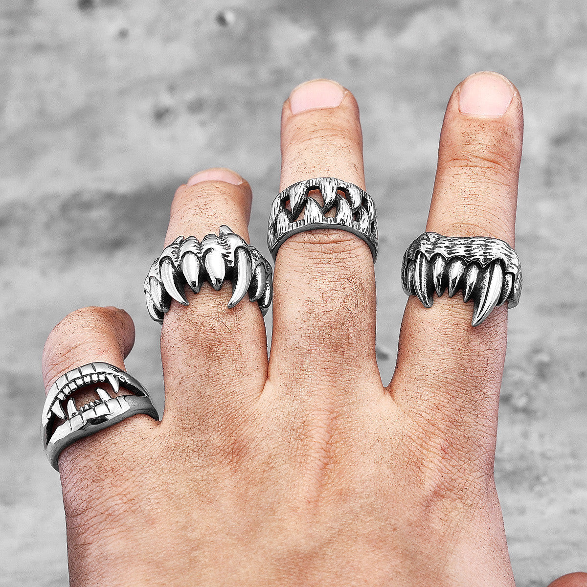 Beast Mode | 316L No Fade Stainless Steel Demon Monster Teeth Unique Hip Hop Rings