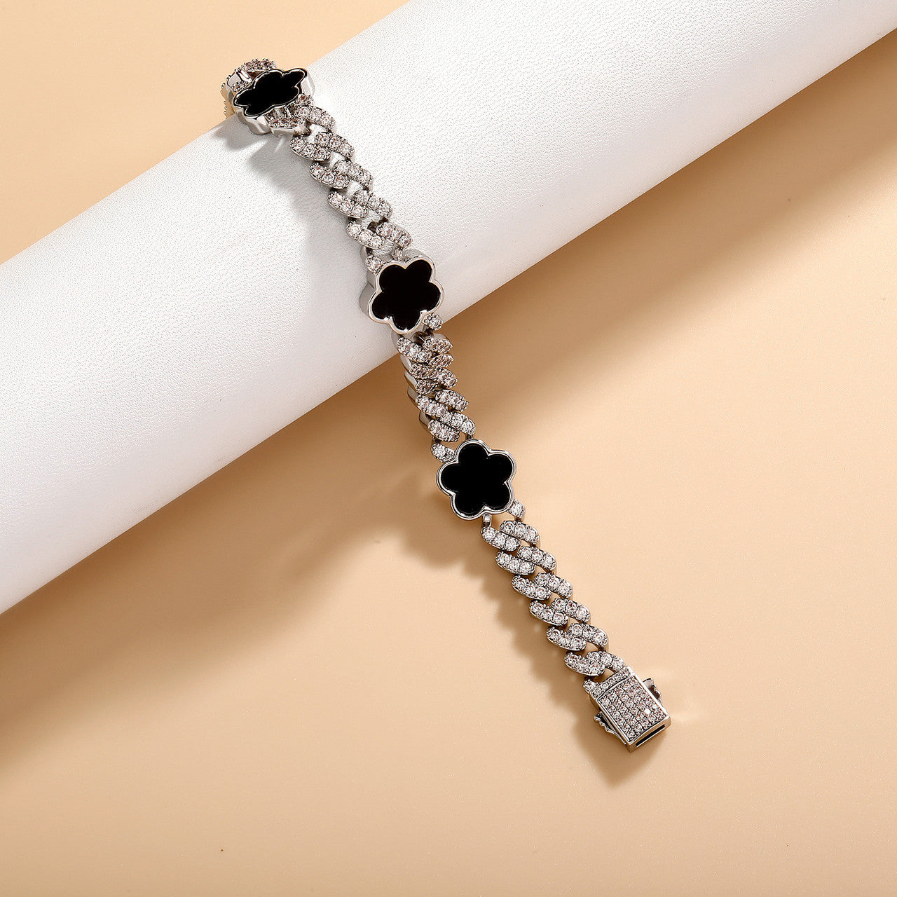 Puff Star | Puffy Flower VVS Diamond CZ Iced Blinged Out Cuban Link Bracelet