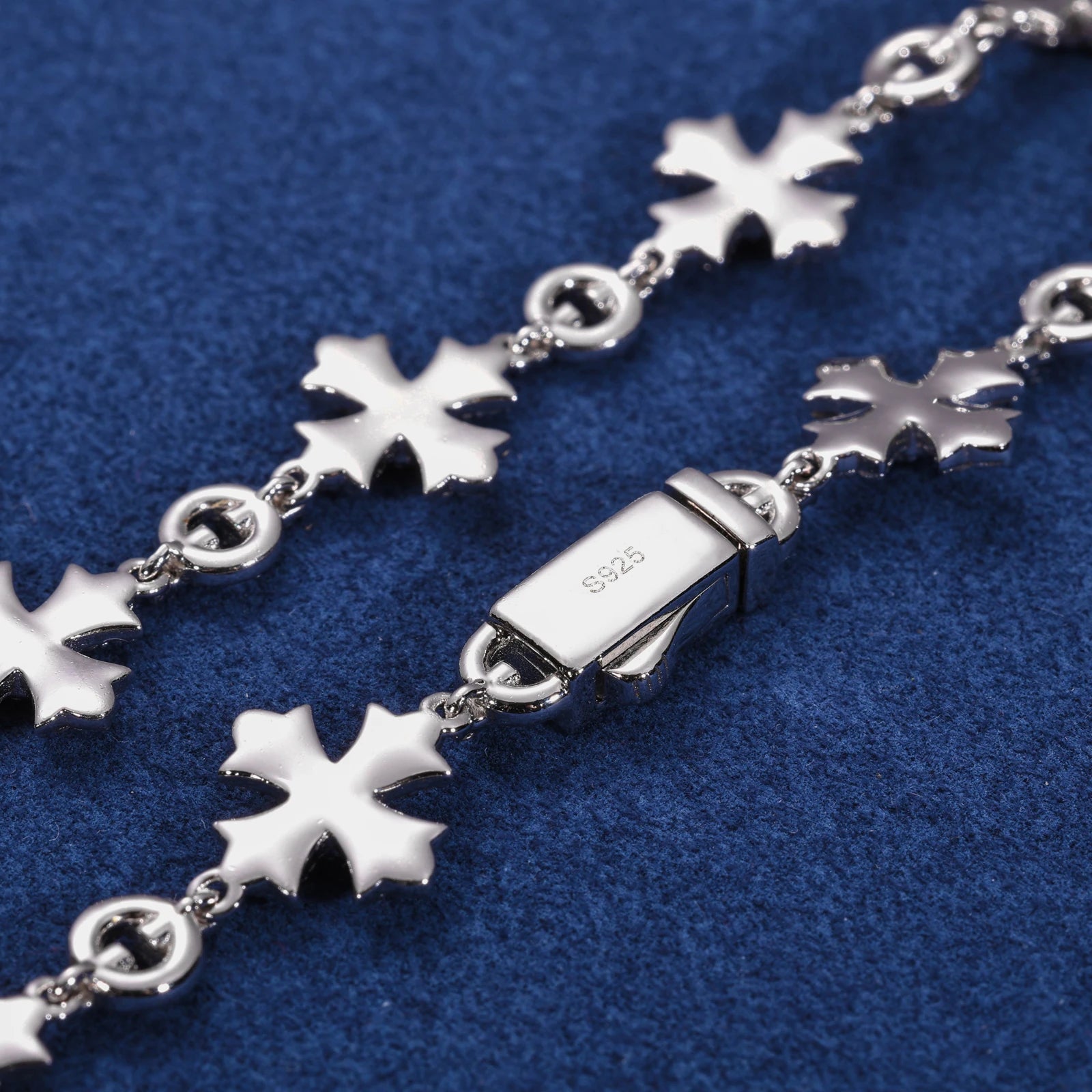 VVS1 Celtic Cross | Solid Sterling Silver Moissanite Diamond O Link Celtic Cross Chain