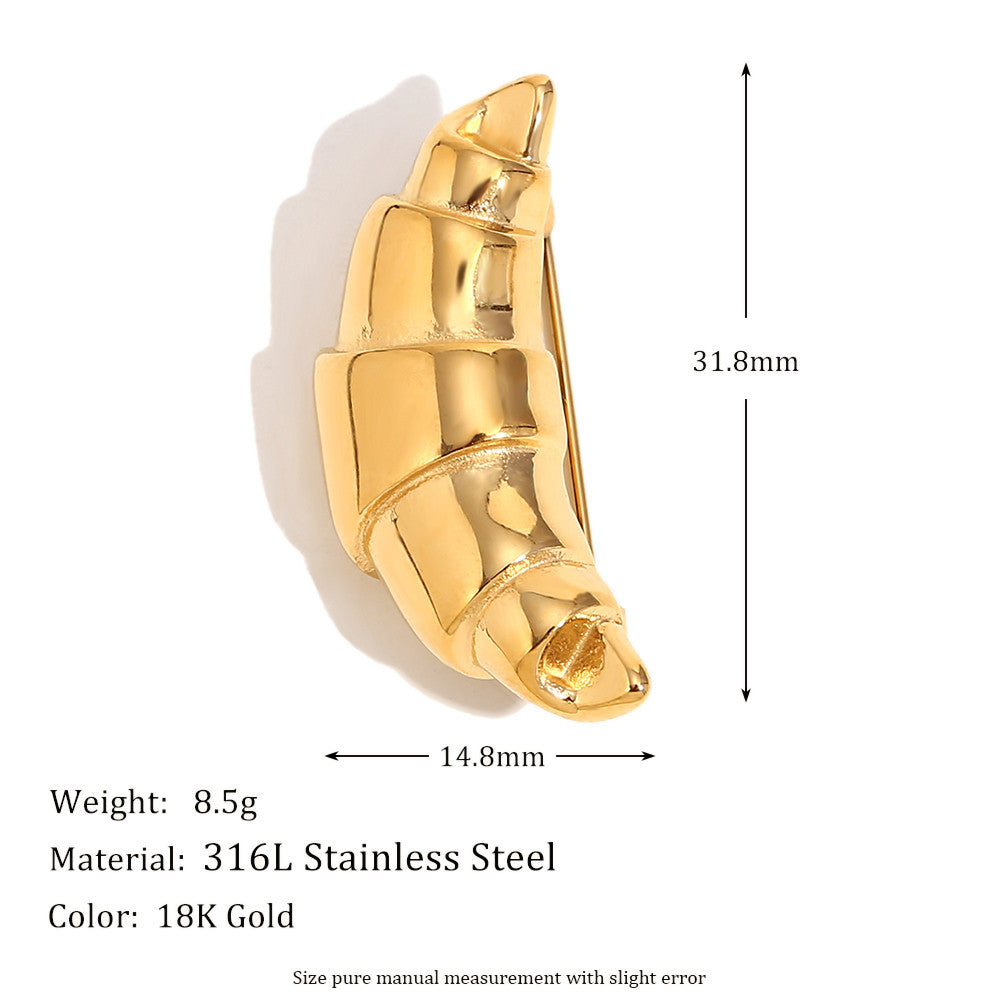 18k Gold Moon Starfish Imitation Pearl Heart Shell Stainless Steel Brooches