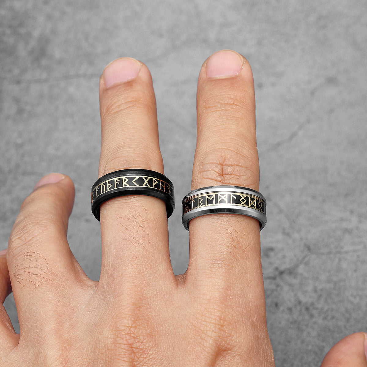 Alphabet | Simple Nordic Viking Runes Stainless Steel Unique Personality Men's Rings
