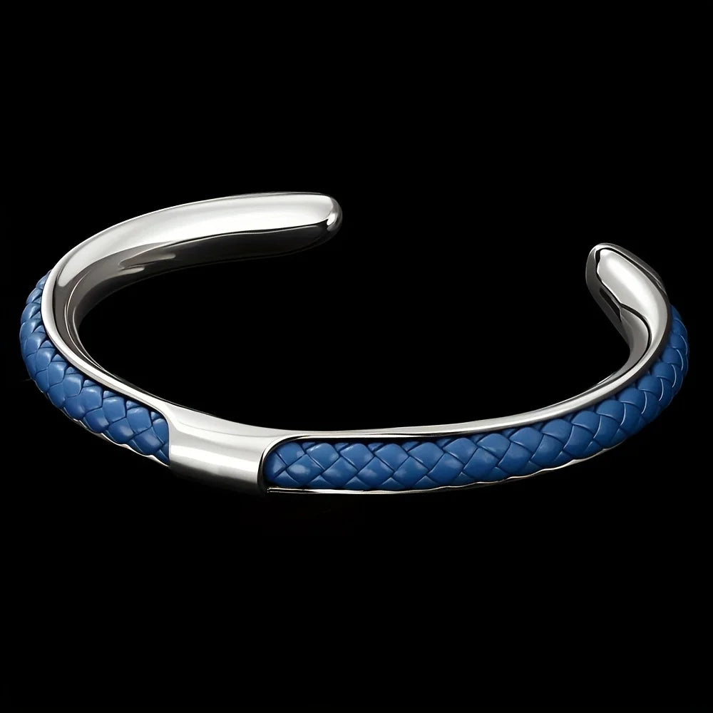 Classic Cuff | Luxury Men's 304 No Fade Stainless Steel Braided Leather Bracelet