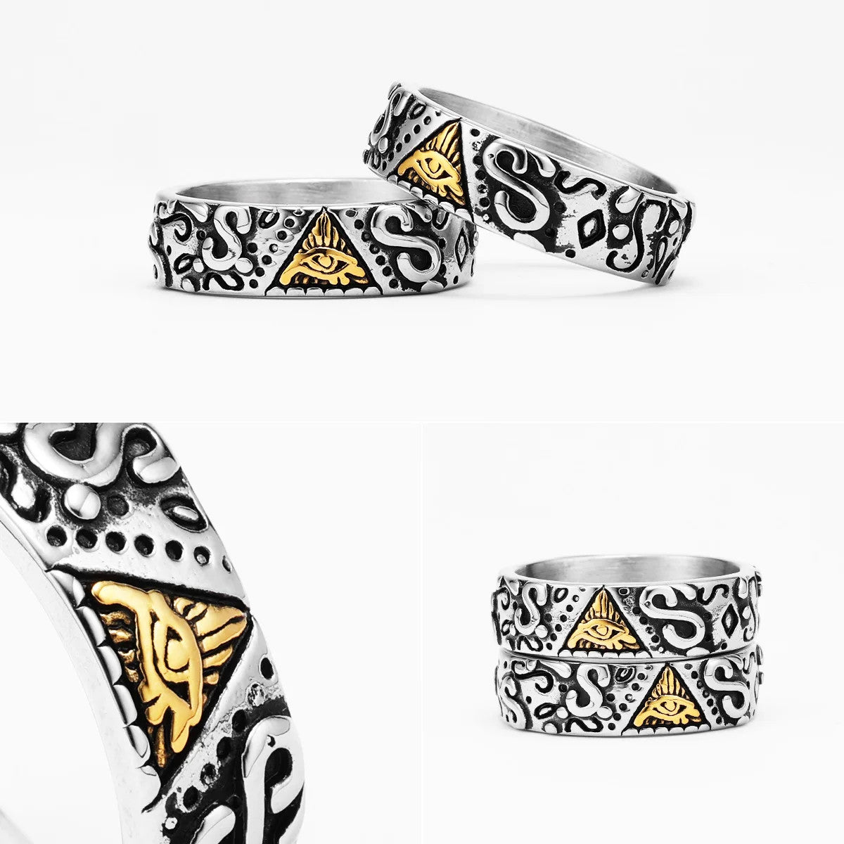 Eye Of Light | 316L No Fade Stainless Steel Masonic Unique Personality Rings