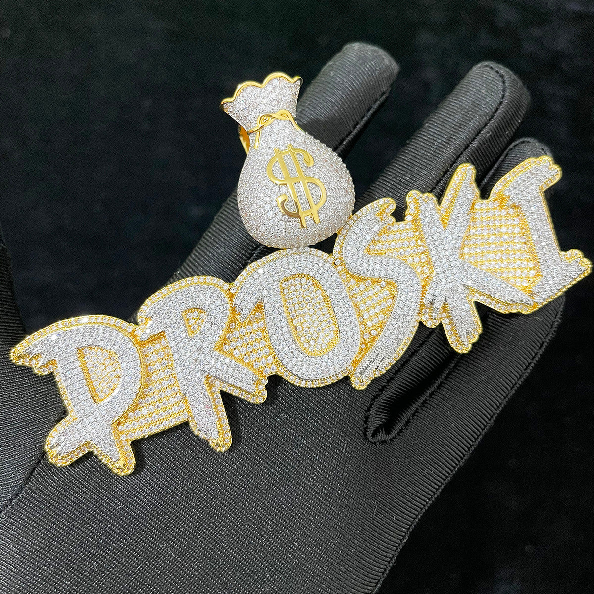 Mens Big Boy Money Bag Custom Name Plate Hip Hop Pendant Chain Necklace