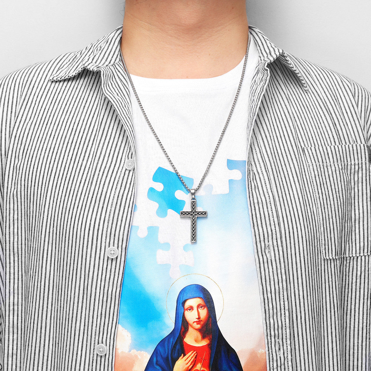 Link Cross | 316L No Fade Muticolor Stainless Steel Hip Hop Street Wear Cross Pendant