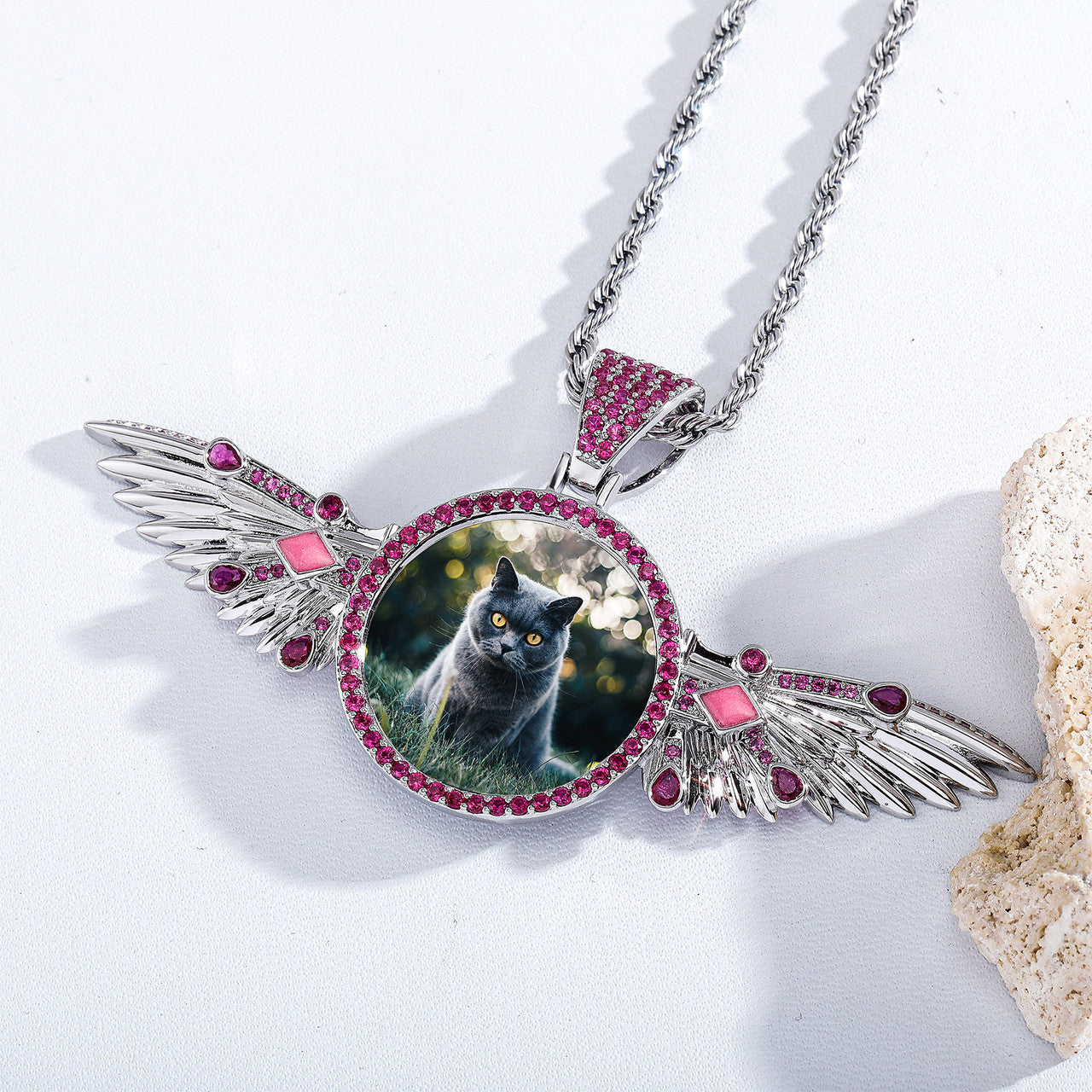 Angel Rise | Movable Wings VVS Diamond CZ Custom Photo Picture Hip Hop Pendant