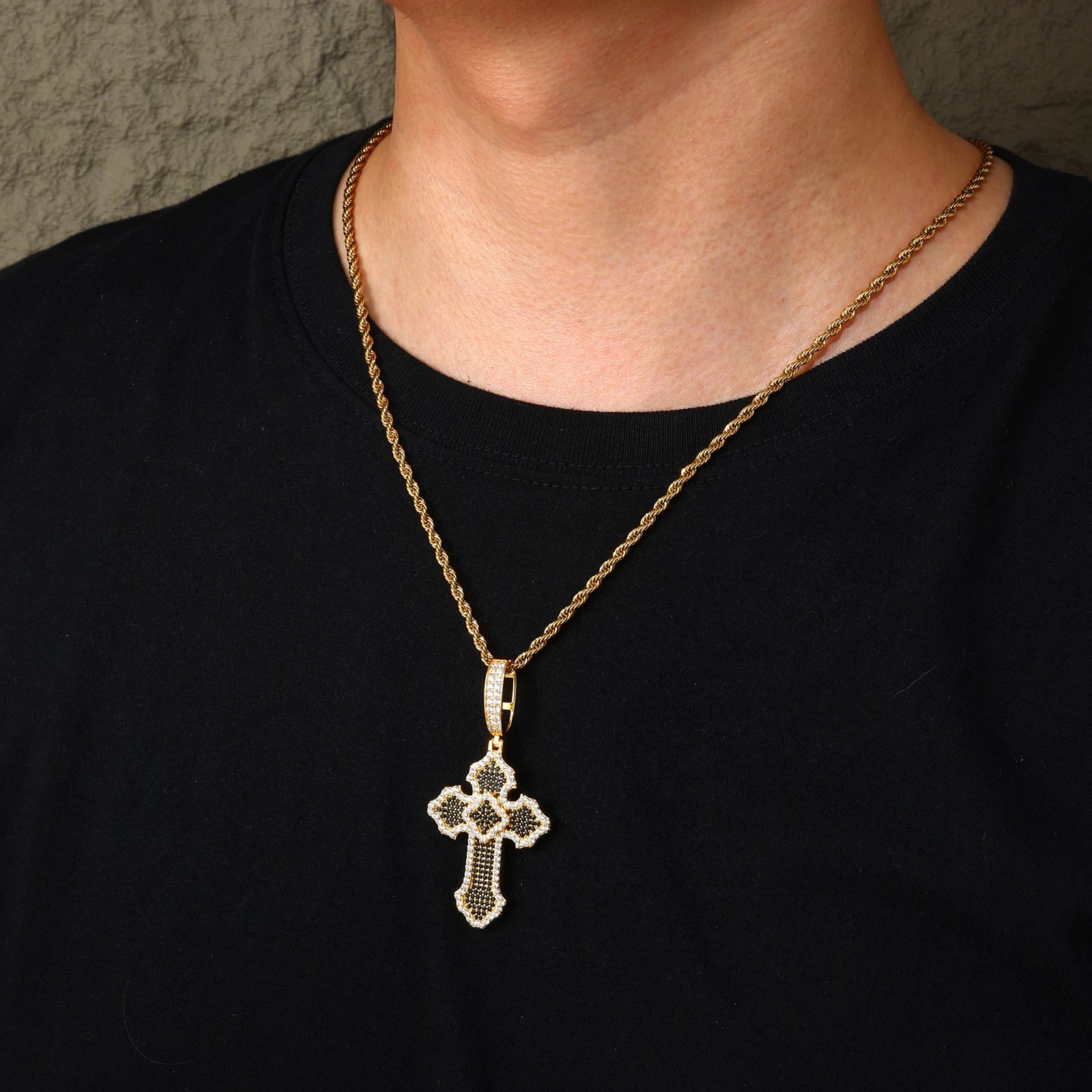 Cross Of Peace | Moissanite Diamond Solid Sterling Silver Black VVS Hip Hop Cross Pendant