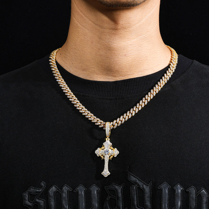 Thorns | Moissanite Diamond 925 Sterling Silver Hip Hop Cross Pendant Necklace