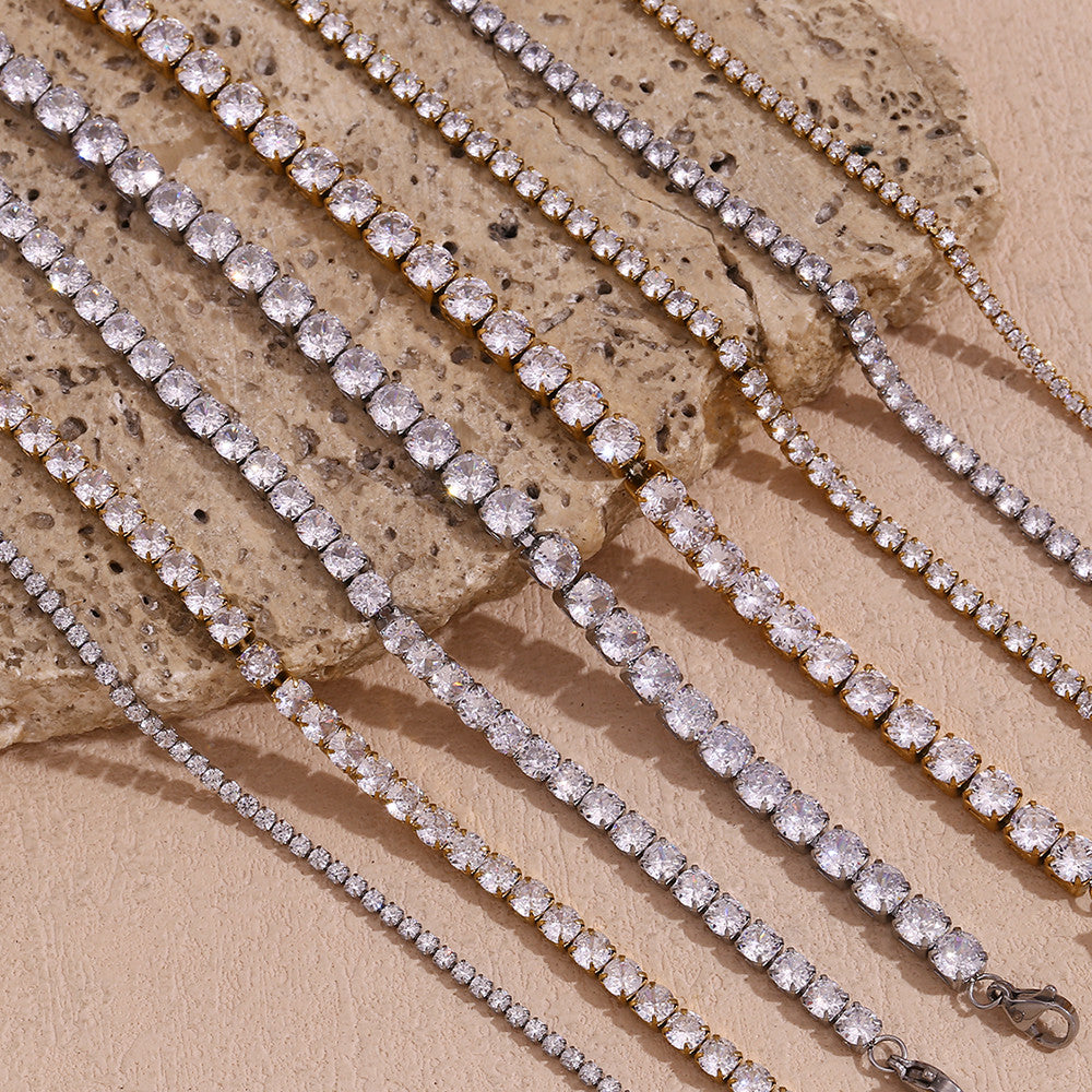 VVS Diamond Zircon 18k Gold Waterproof Tarnish Free 316L Stainless Steel Women's Bling Bracelets