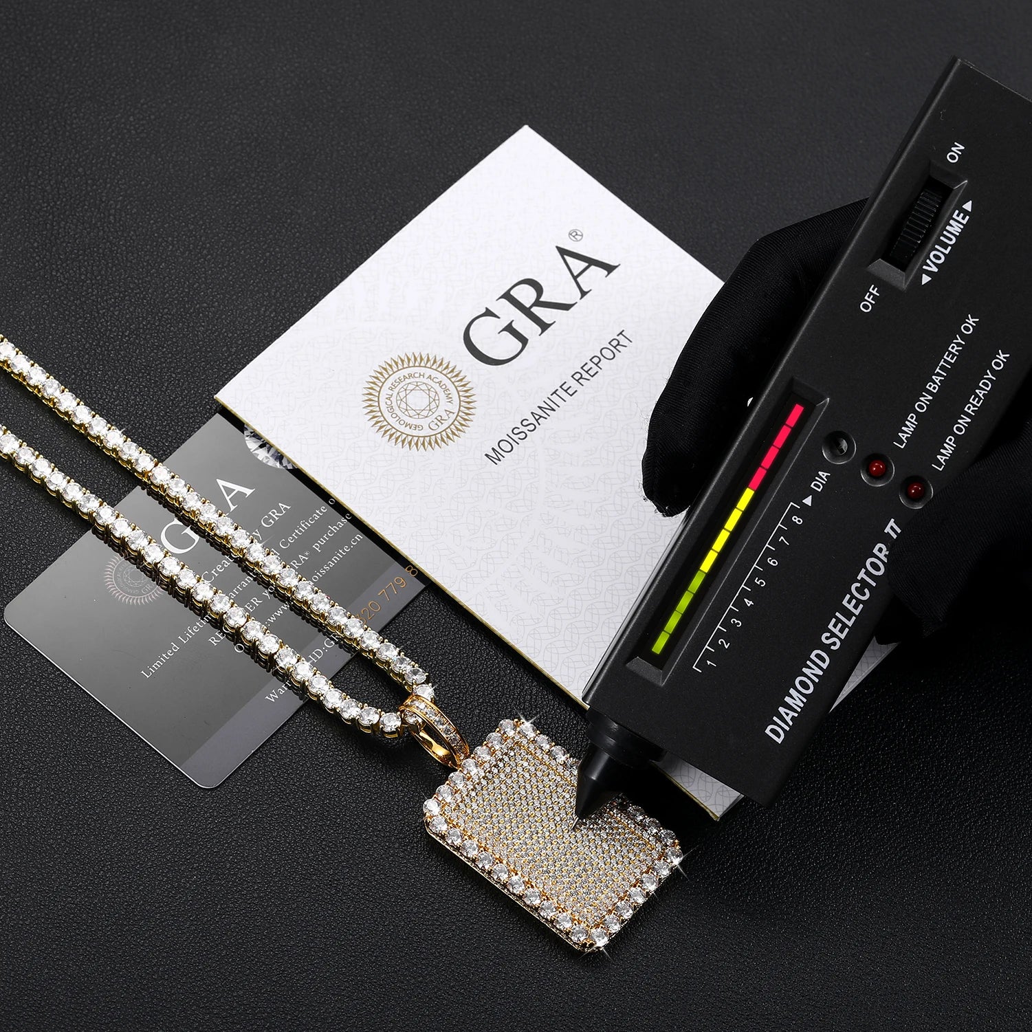The Spark | VVS Iced Blinged Out Moissanite Diamond Dog Tag 925 Sterling Silver Pendant