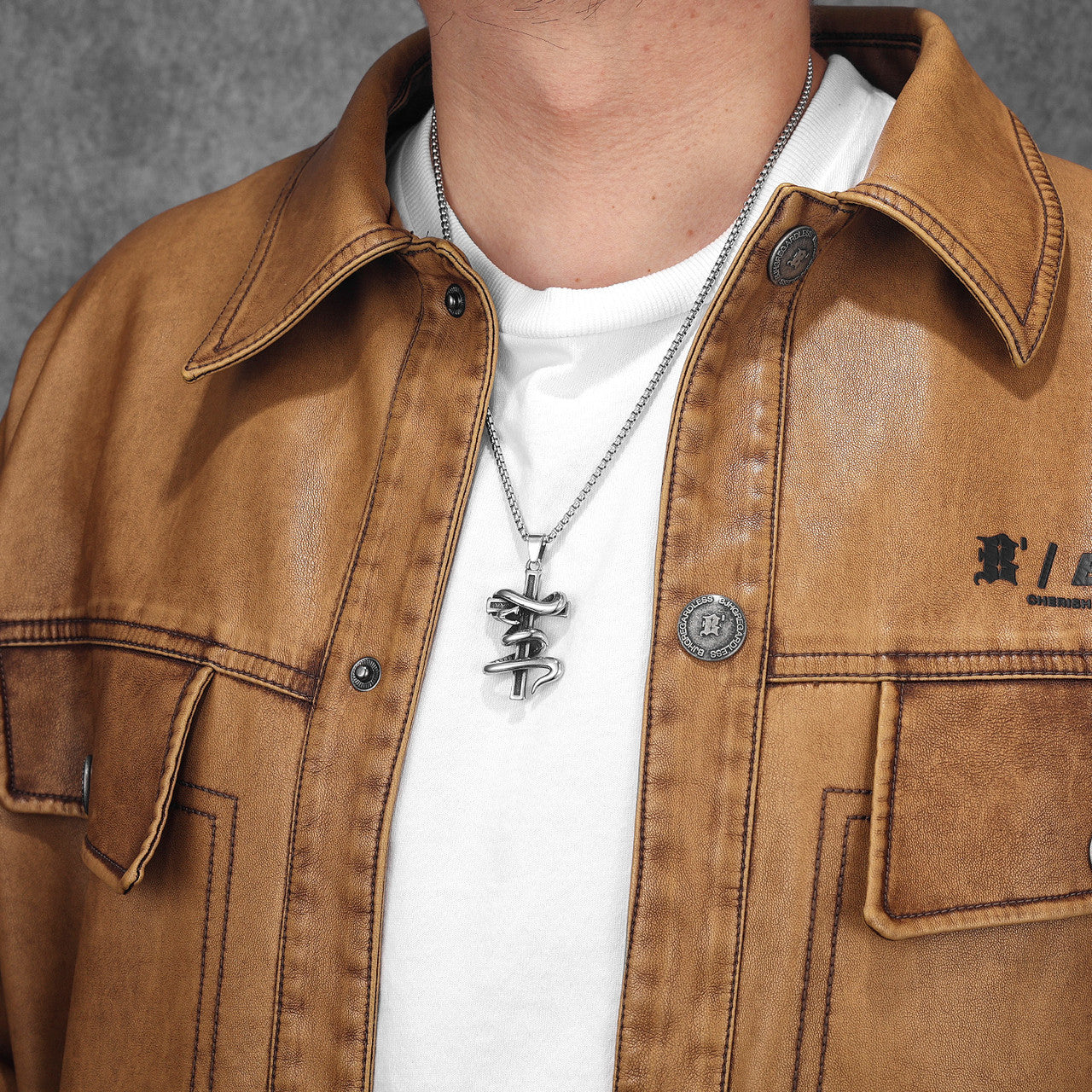 Snake Cross | Solid Stainless Steel Artistic Styling Serpent Cross Street Wear Pendant