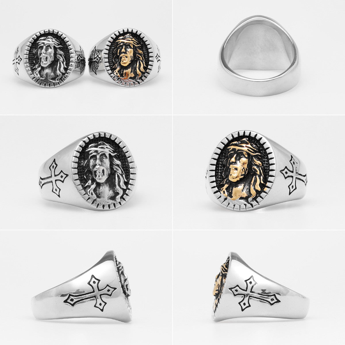 The Holy One | 14k Gold Accent God Jesus Face Spiritual Street Wear Rings