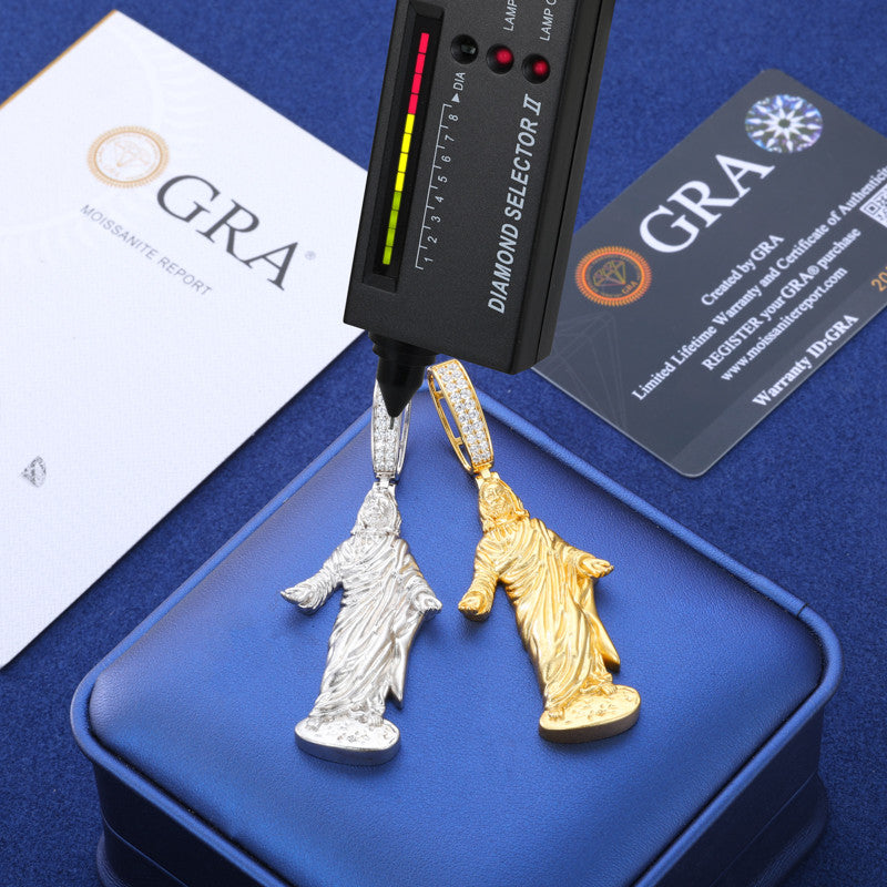 Thou Art Jesus | Hip Hop 18K Gold 925 Sterling Silver Moissanite Diamond Jesus Piece Pendant Chain