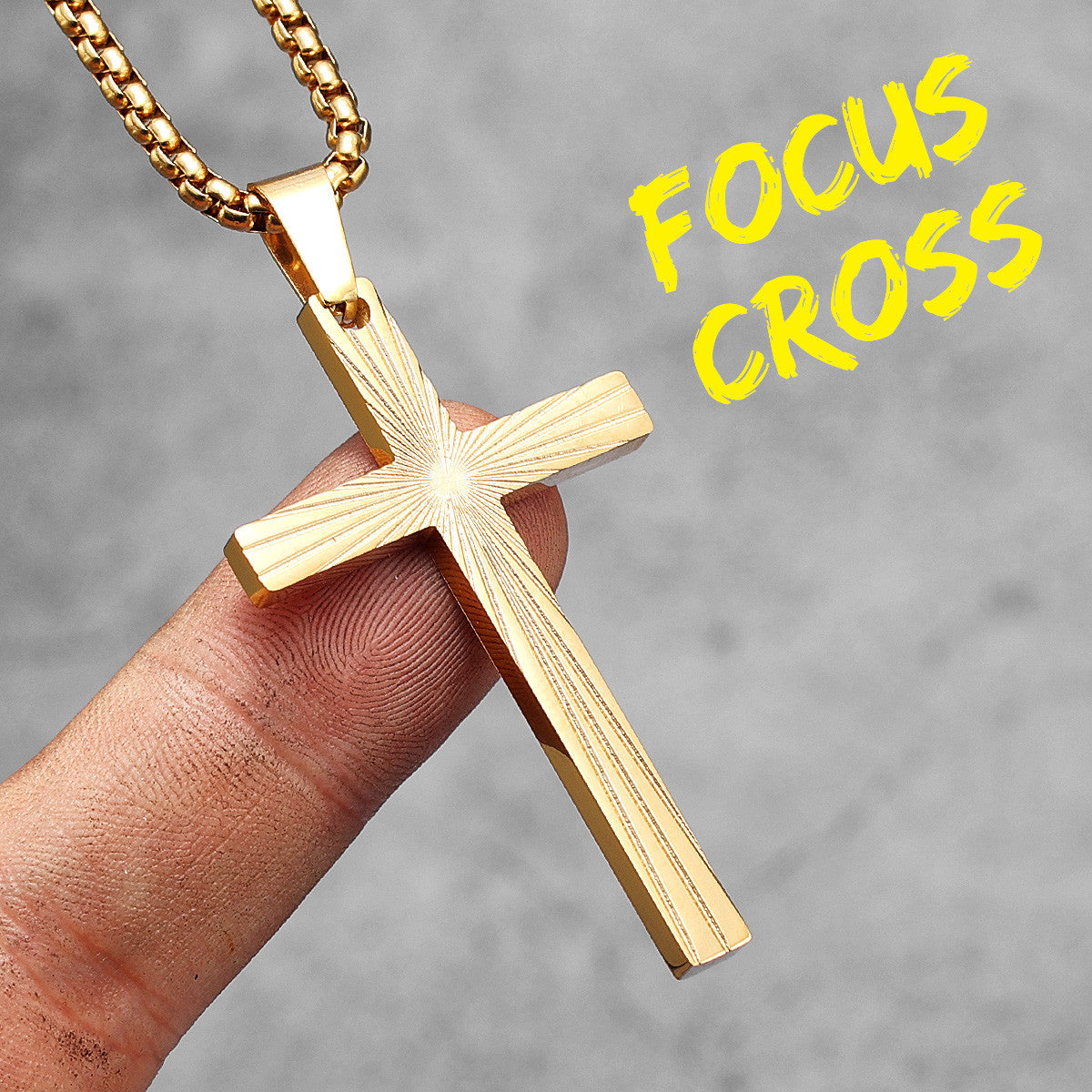 Focus Cross | Solid No Fade Stainless Steel Shining Light Cross Pendant